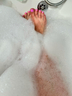 Pink toes in the bath